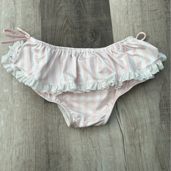 Well Dressed Wolf Go Wildling Pink Stripes 2 piece Swim Bikini, Girls Size 8,EUC